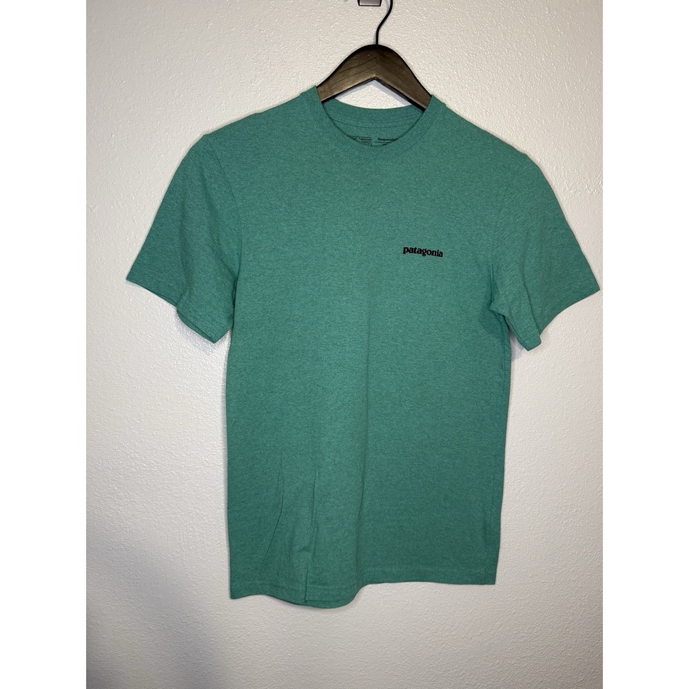 Patagonia Responsibili-tee Blue Green Double Sided Mens Size XS
